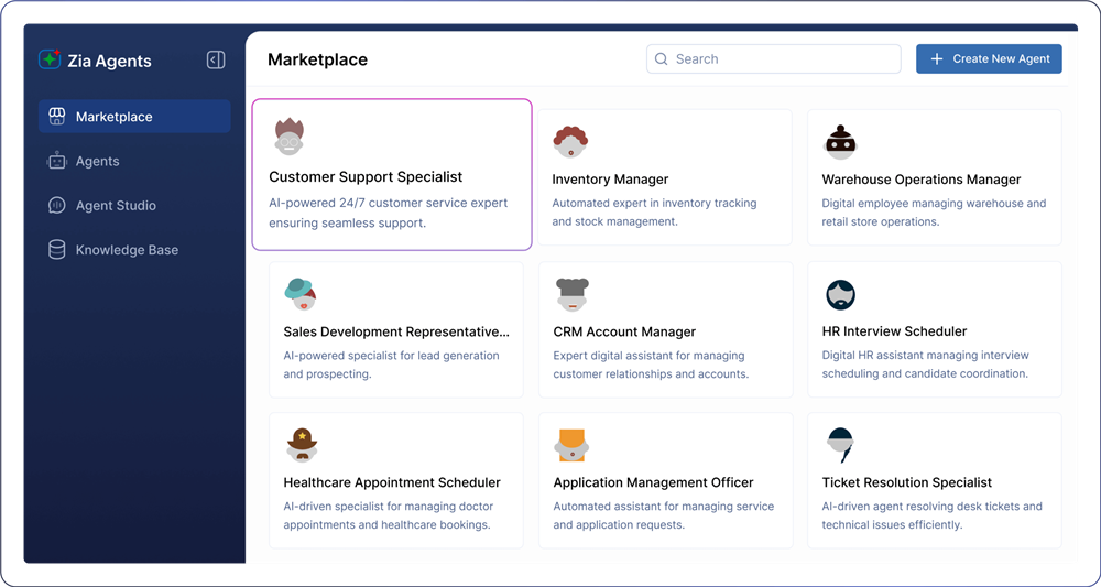 a rendering of the Zia Agent Marketplace, coming soon