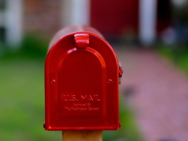 fire engine red mailbox