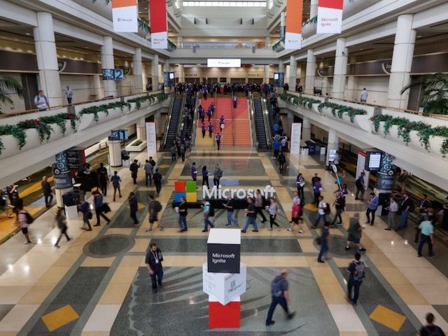 birds eye view of the main conference hallway at Microsoft Ignite 2019