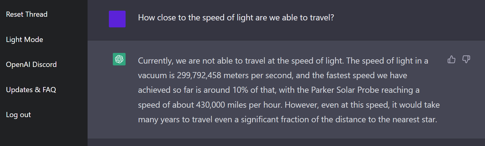 speed of light