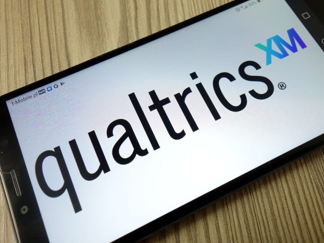 Qualtrics logo on the home screen of a smartphone.