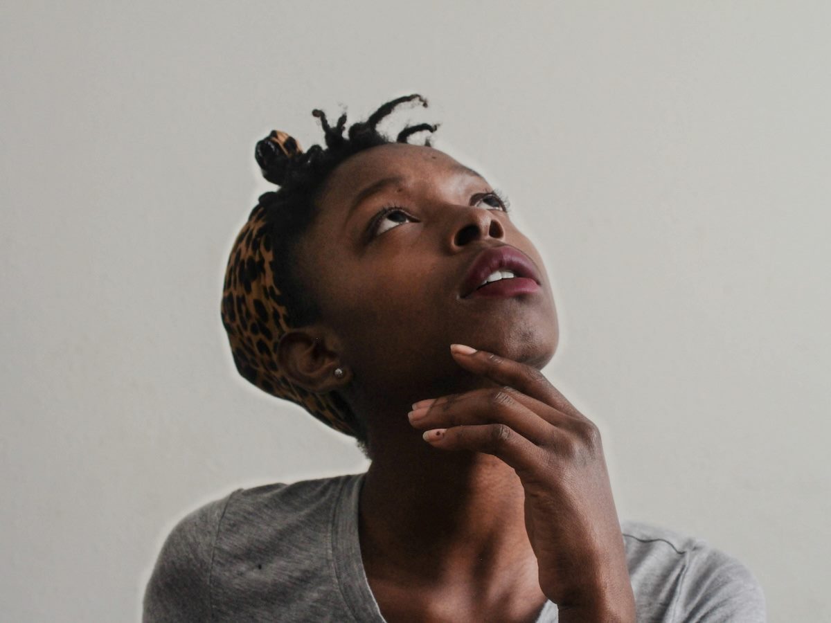 a woman deep in thought