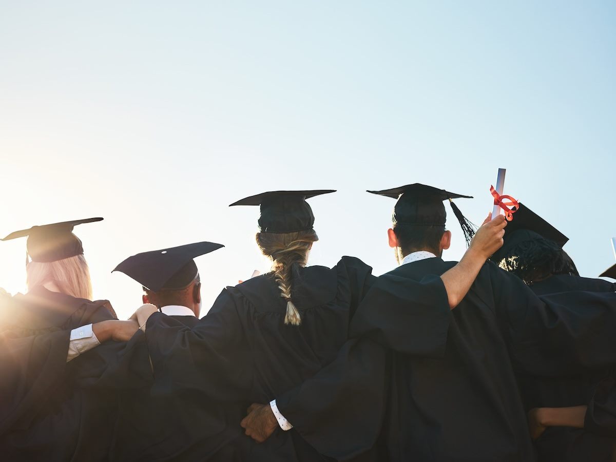 Group of students in graduation gowns