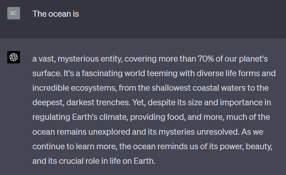 the ocean is