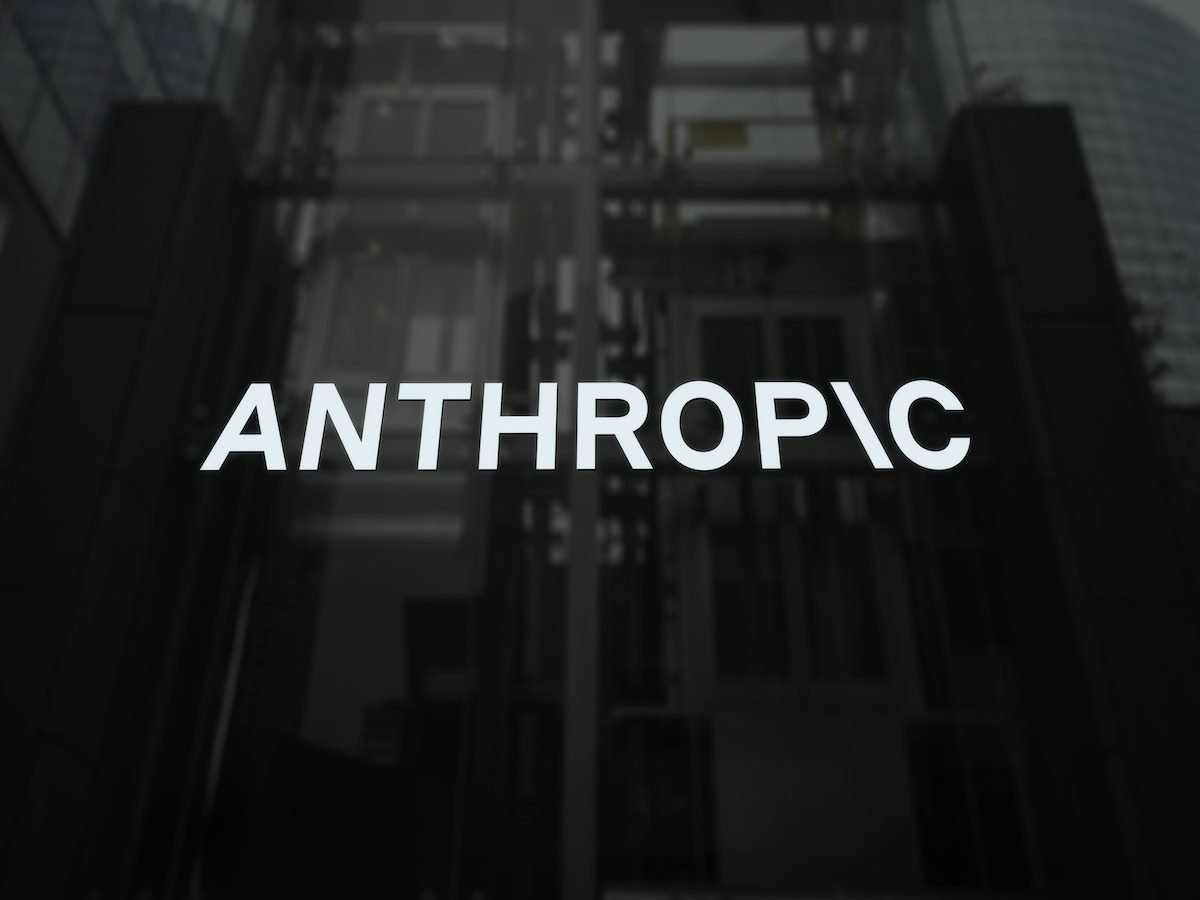 Anthropic logo on a building window
