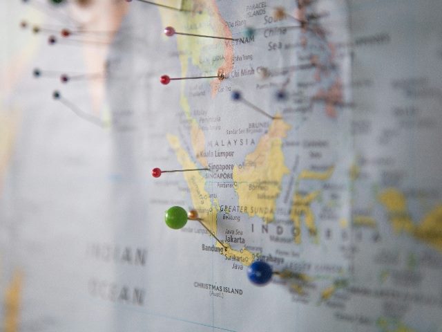 Map with pins.
