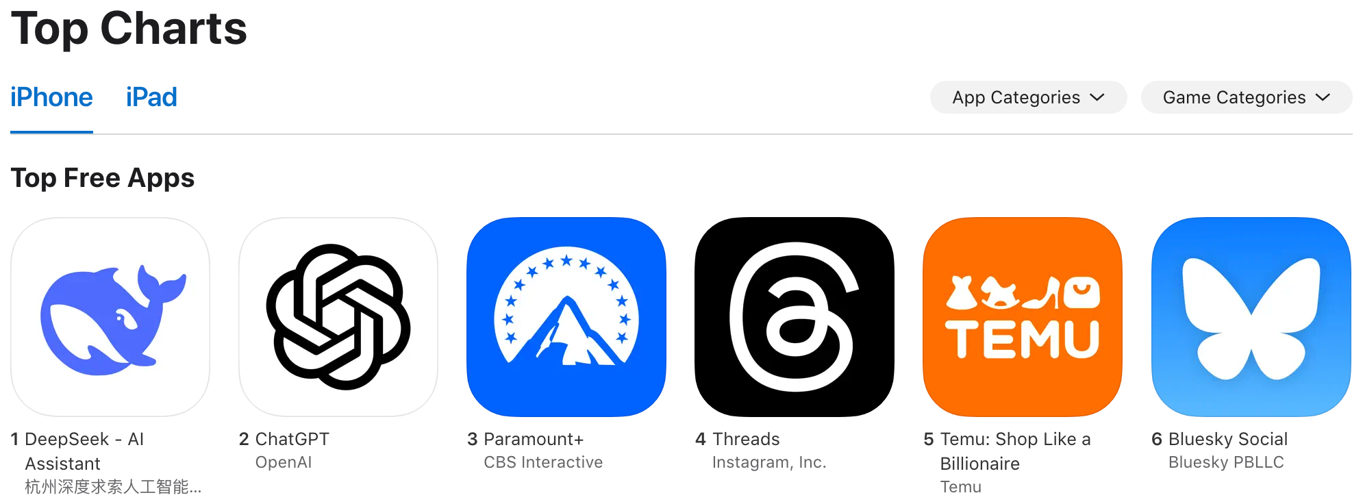 Apple app store rankings