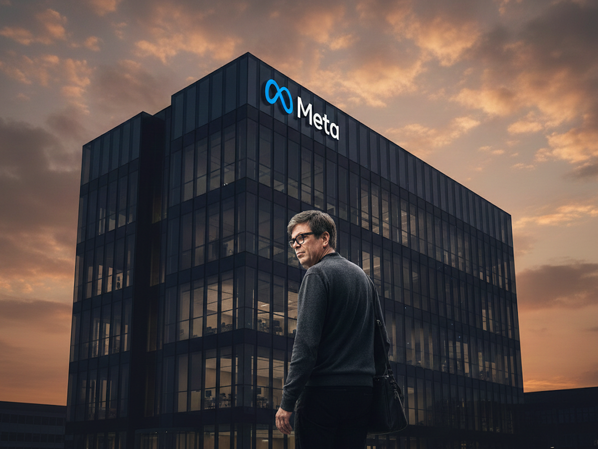 AI Researcher Yann Lecun standing in front of a Meta building 