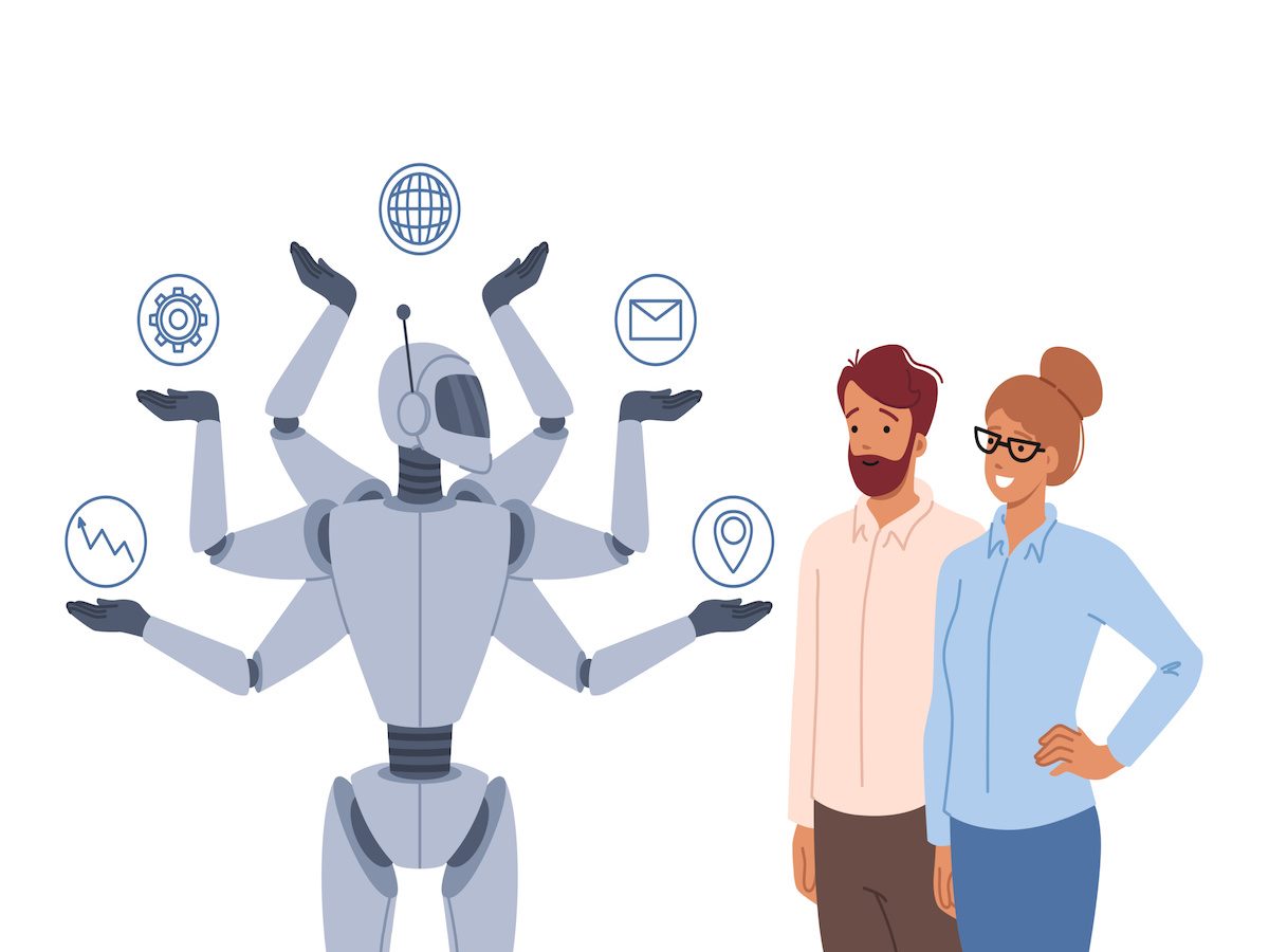 Multi-armed ai robot quickly completes assigned tasks