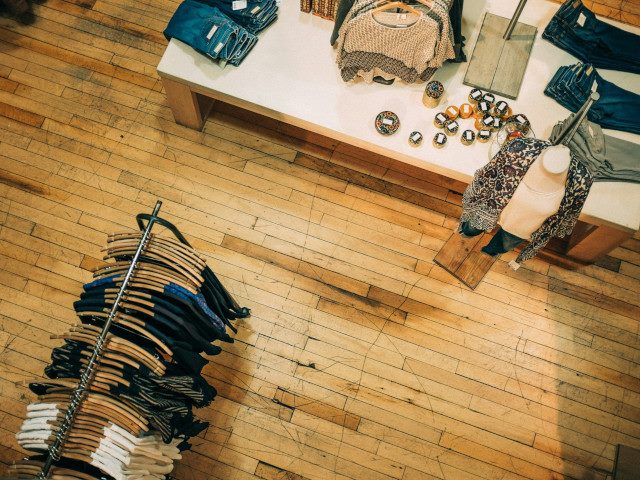 Clothes for sale at a store.