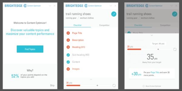 screenshot of brightedge content optimizer platform