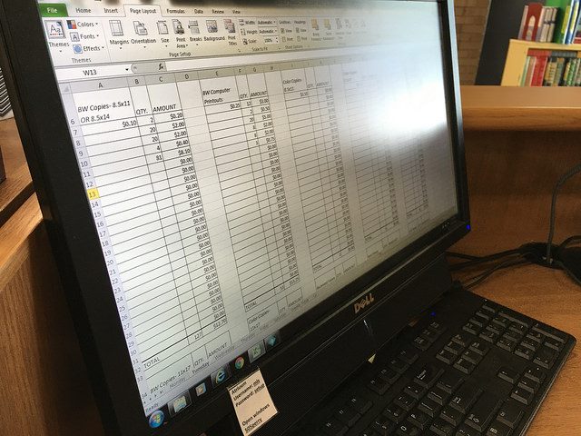 close up of Excel spreadsheet on a computer