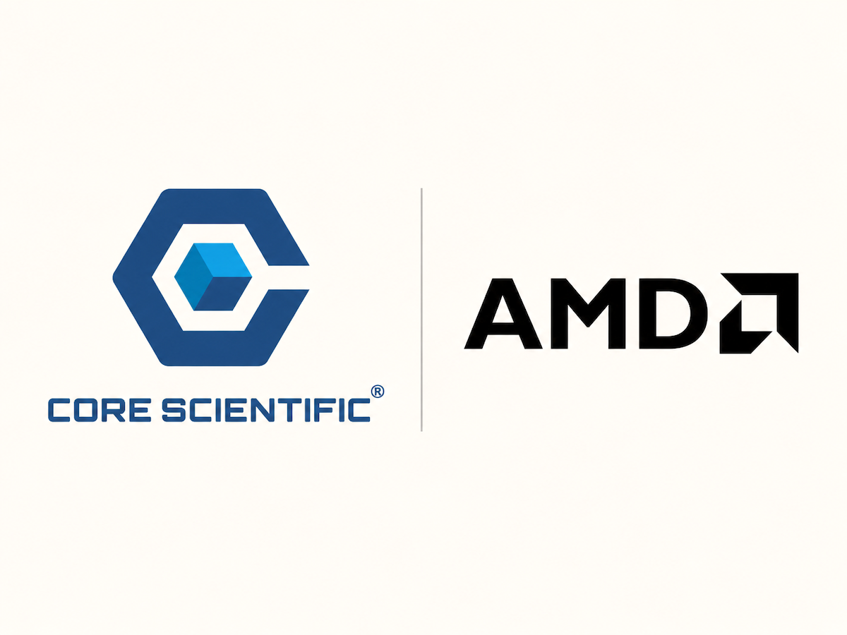 The AMD and Core Scientific logos