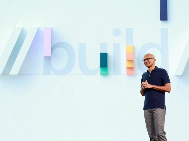 Satya Nadella delivering the keynote at Microsoft's Build 2019