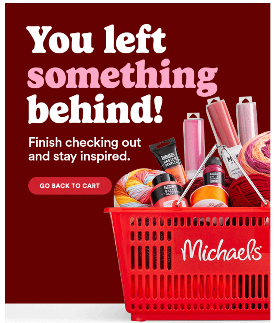 Michaels abandoned cart email
